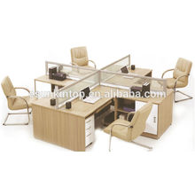 The cross screen office desk, Teak wood desk finishing (KW826)